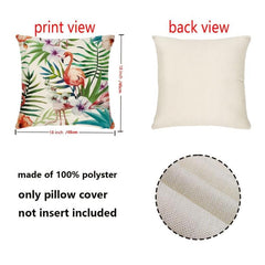 Tropical Flower Throw Pillow Cushion Cover Palm Tree Leaf Cotton Linen Decor