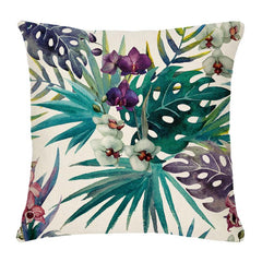 Tropical Flower Throw Pillow Cushion Cover Palm Tree Leaf Cotton Linen Decor