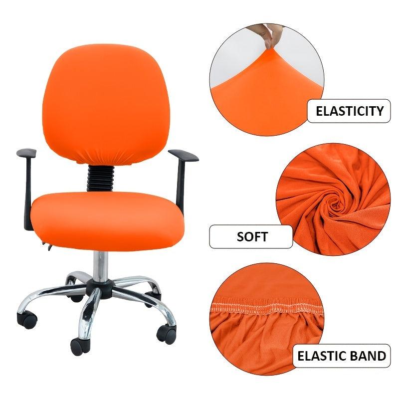 2pcs Office Chair Cover Stretch Elastic Jacquard Desk Computer Chair Solid