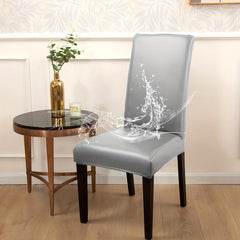 Waterproof Stretch PU Leather Dining Chair Slipcover for Home Decor