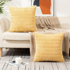 2pcs Corduroy Throw Pillow Covers Soft Boho Striped Pillows