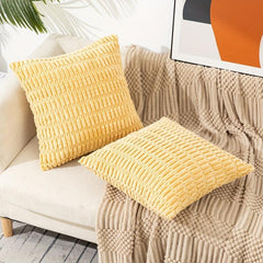 2pcs Corduroy Throw Pillow Covers Soft Boho Striped Pillows