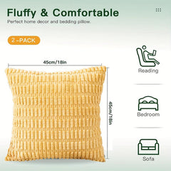 2pcs Corduroy Throw Pillow Covers Soft Boho Striped Pillows