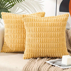 2pcs Corduroy Throw Pillow Covers Soft Boho Striped Pillows