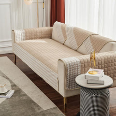 Houndstooth Waffle Quilted Sofa Cover