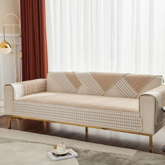 Houndstooth Waffle Quilted Sofa Cover