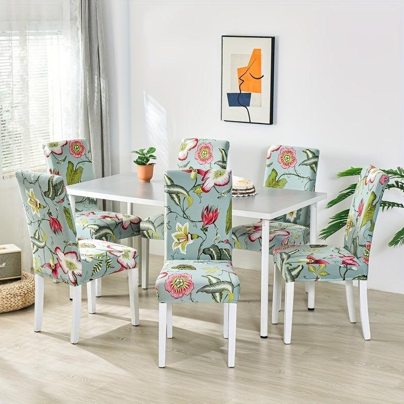 Flower Printed Elastic Dining Chair Covers - Protect Your Furniture with Style