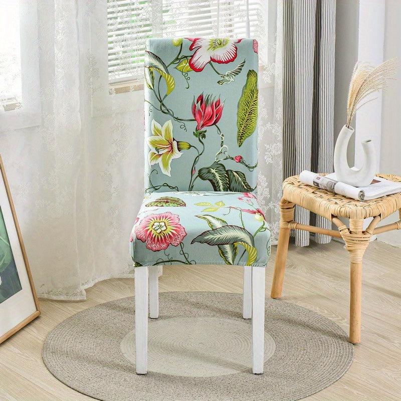 Flower Printed Elastic Dining Chair Covers - Protect Your Furniture with Style