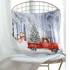 Christmas Snowman Car Pattern Print Throw Pillow Cover Home Decor