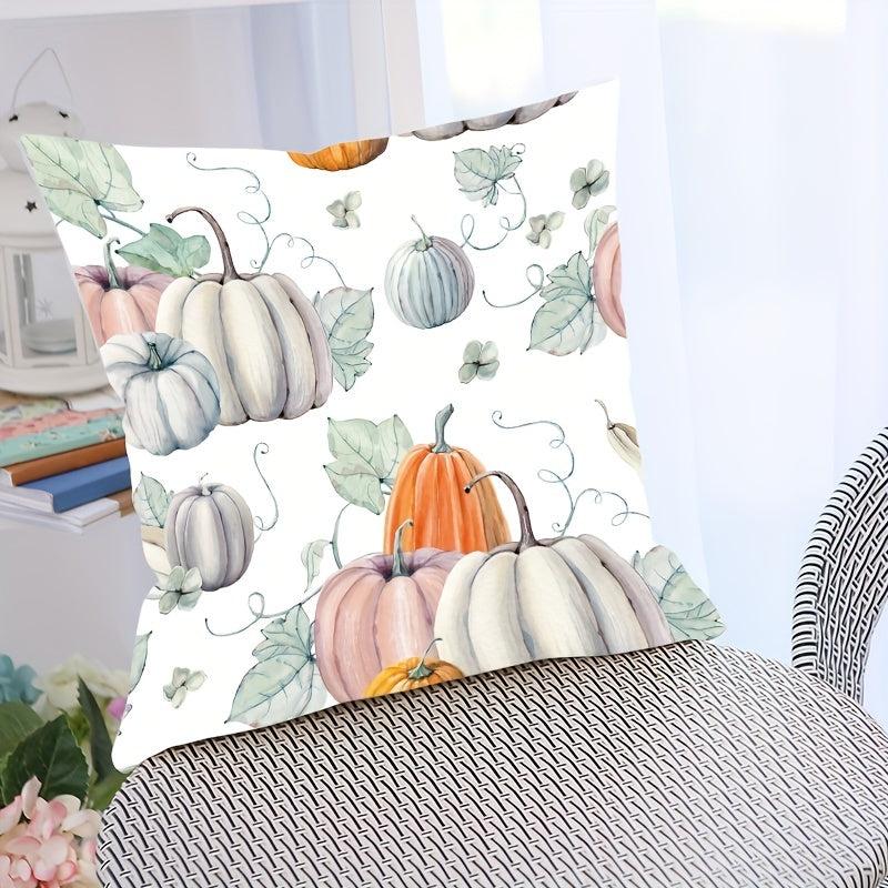 Thanksgiving Fall Cushion Cover 18''x18'' Zippered Printed Pillowcase