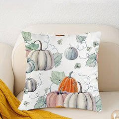 Thanksgiving Fall Cushion Cover 18''x18'' Zippered Printed Pillowcase