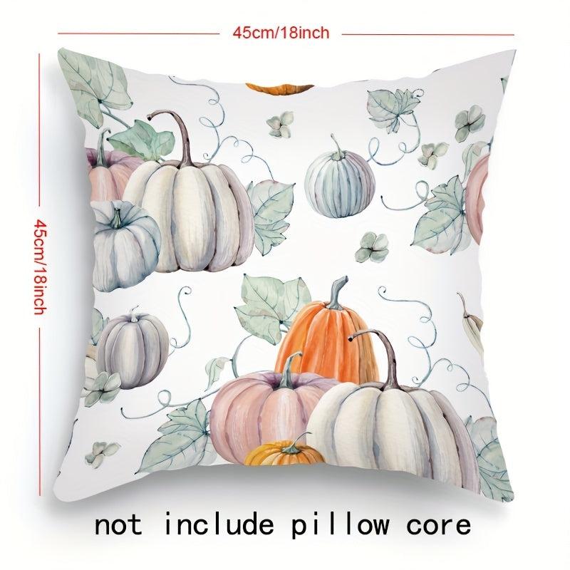 Thanksgiving Fall Cushion Cover 18''x18'' Zippered Printed Pillowcase