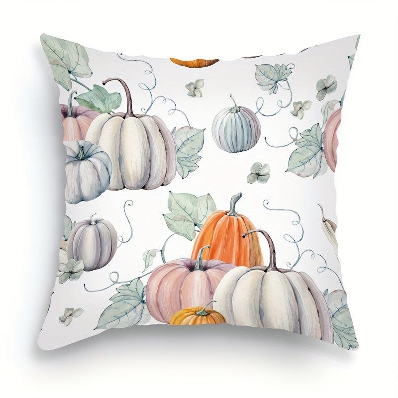 Thanksgiving Fall Cushion Cover 18''x18'' Zippered Printed Pillowcase