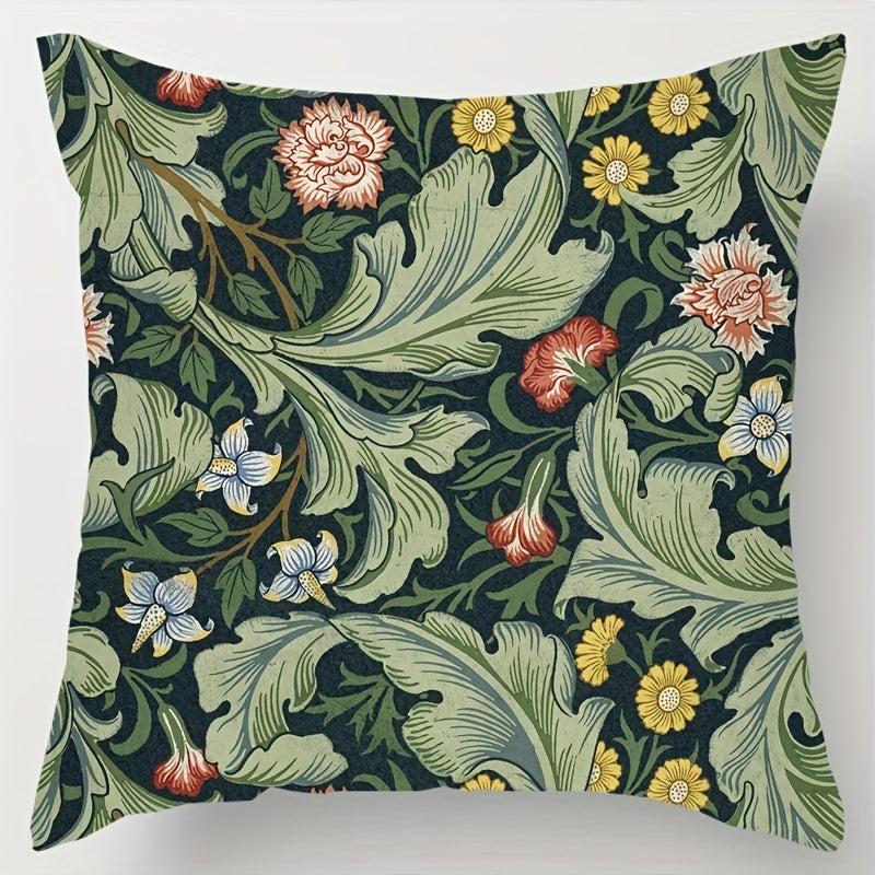 Floral Polyester Linen Pillow Covers for Home Decor