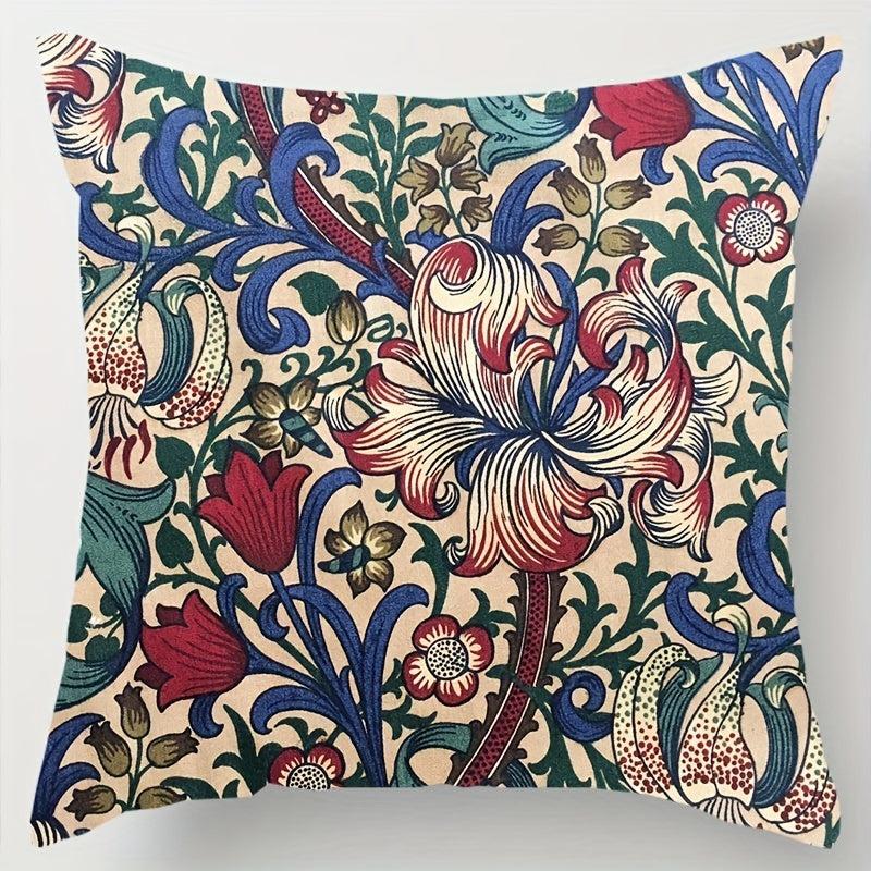 Floral Polyester Linen Pillow Covers for Home Decor