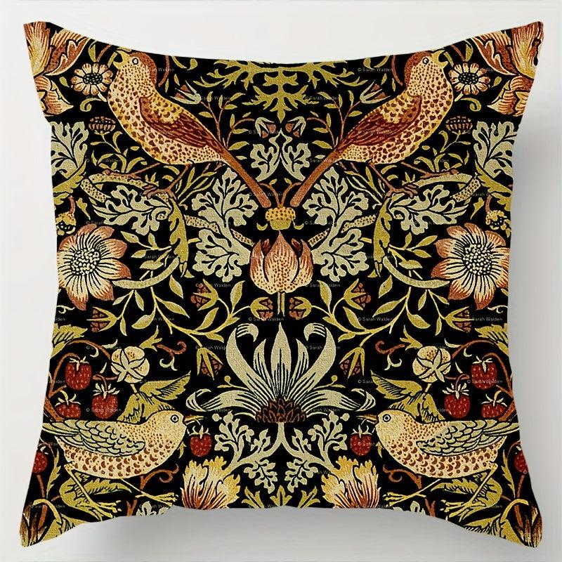 Floral Polyester Linen Pillow Covers for Home Decor