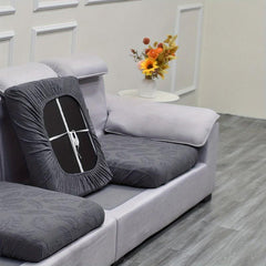 Waterproof Jacquard Leaf Pattern Sofa Slipcover with Cushion Cover