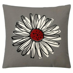 Daisy Flower Linen Cushion Cover Digital Printed Pillow Case