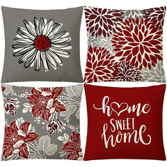 Daisy Flower Linen Cushion Cover Digital Printed Pillow Case