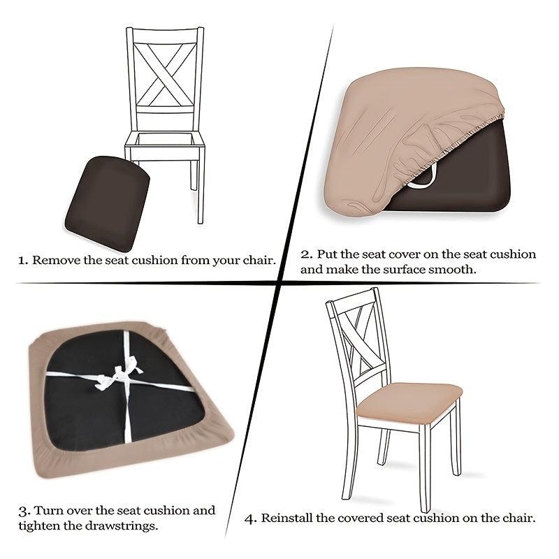 Stretchy Printed Chair Seat Covers - Removable & Washable Slipcover Protector
