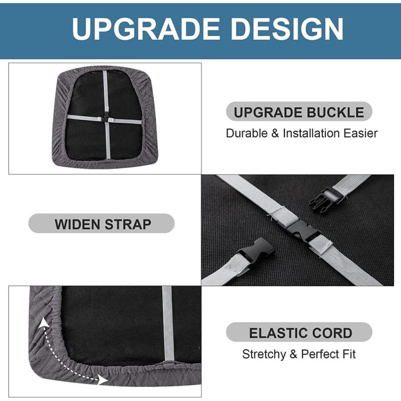 Waterproof Jacquard Dining Chair Cover with Hooks