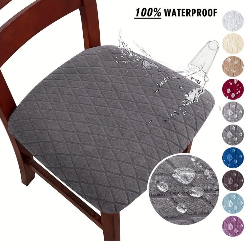 Waterproof Jacquard Dining Chair Cover with Hooks