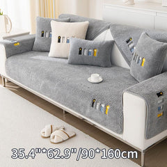 Winter Plush Sofa Slipcover Warm & Breathable Pet Friendly Couch Cover