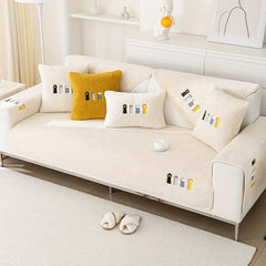 Winter Plush Sofa Slipcover Warm & Breathable Pet Friendly Couch Cover