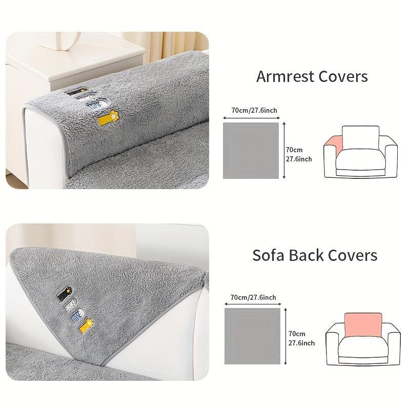 Winter Plush Sofa Slipcover Warm & Breathable Pet Friendly Couch Cover