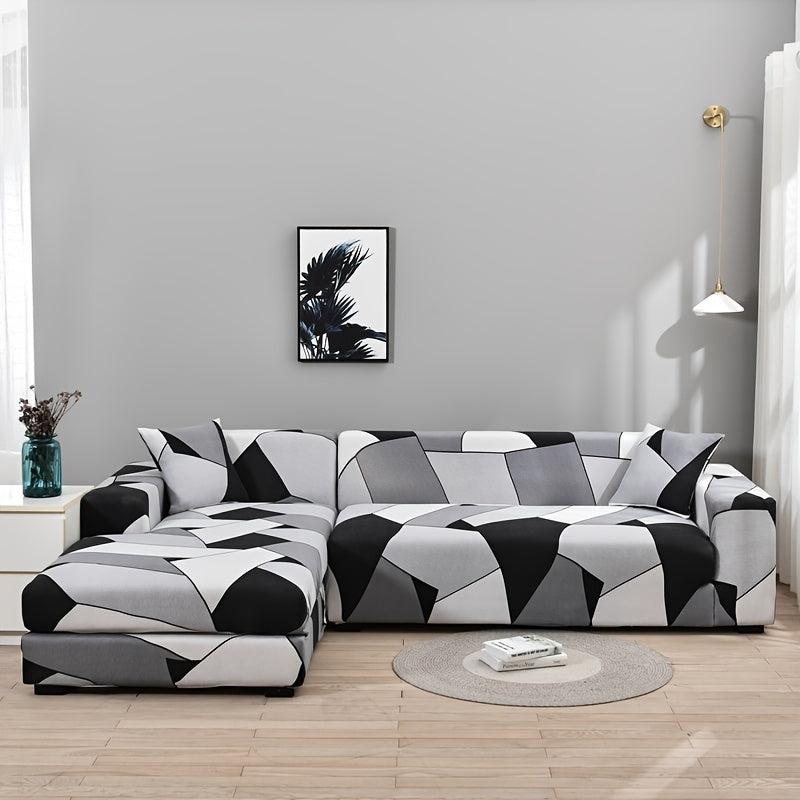 Gray Geometric Sofa Slipcover Furniture Protector for Home Decor