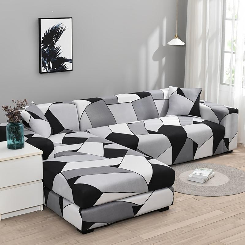 Gray Geometric Sofa Slipcover Furniture Protector for Home Decor