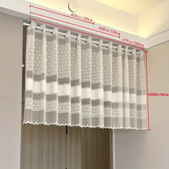 Beige Lace Curtain No Perforated Short Curtain Half Curtains