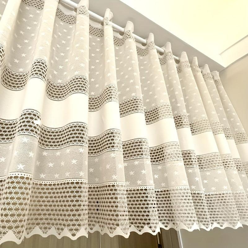 Beige Lace Curtain No Perforated Short Curtain Half Curtains
