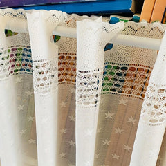 Beige Lace Curtain No Perforated Short Curtain Half Curtains