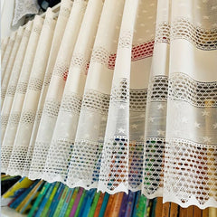 Beige Lace Curtain No Perforated Short Curtain Half Curtains
