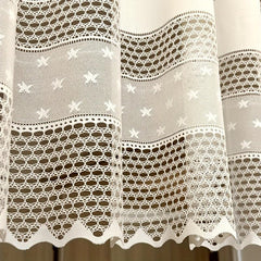 Beige Lace Curtain No Perforated Short Curtain Half Curtains