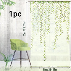 Willow Leaf Strip Sheer Curtains Rod Pocket for Home Decor
