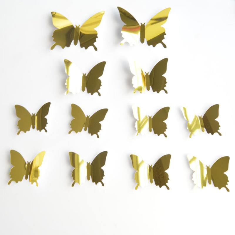 12pcs 3D Mirror Butterfly Wall Stickers Home Room Decor