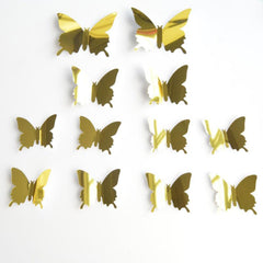 12pcs 3D Mirror Butterfly Wall Stickers Home Room Decor