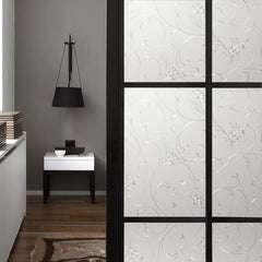 Privacy Window Film Etched Flowers Static Cling Glass Door Film