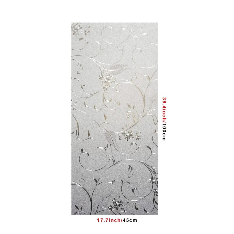 Privacy Window Film Etched Flowers Static Cling Glass Door Film