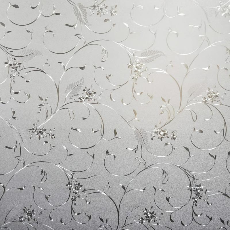 Privacy Window Film Etched Flowers Static Cling Glass Door Film