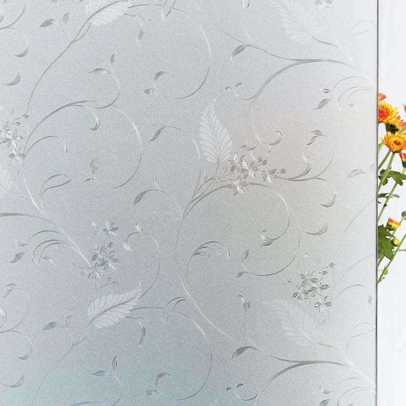 Privacy Window Film Etched Flowers Static Cling Glass Door Film