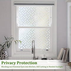 Frosted Glass Window Film Sun Blocking UV Protection Cross Pattern