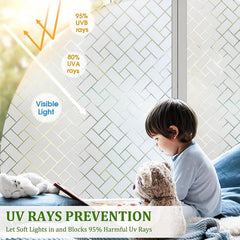 Frosted Glass Window Film Sun Blocking UV Protection Cross Pattern