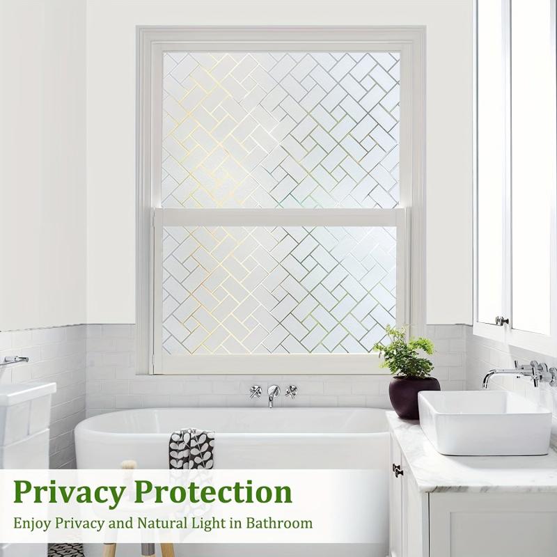 Frosted Glass Window Film Sun Blocking UV Protection Cross Pattern