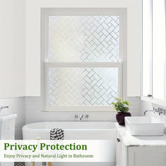 Frosted Glass Window Film Sun Blocking UV Protection Cross Pattern