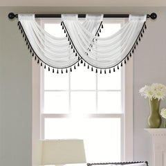 Sheer Wave Curtain Valance w/ Tassels 30x24