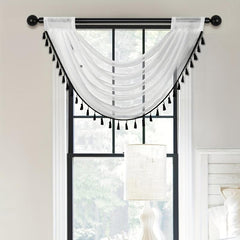 Sheer Wave Curtain Valance w/ Tassels 30x24