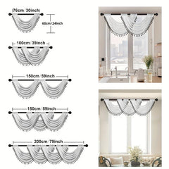 Sheer Wave Curtain Valance w/ Tassels 30x24